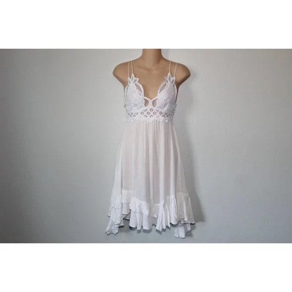 FP One Free People Adella Lace Sheer Slip Dress White Women's Size XS H14119 - Picture 2 of 13